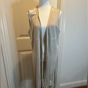 FORNIA Long Fringe Suede Vest